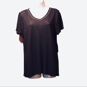 Vince Camuto Rich Black V-neck Tee Size Medium